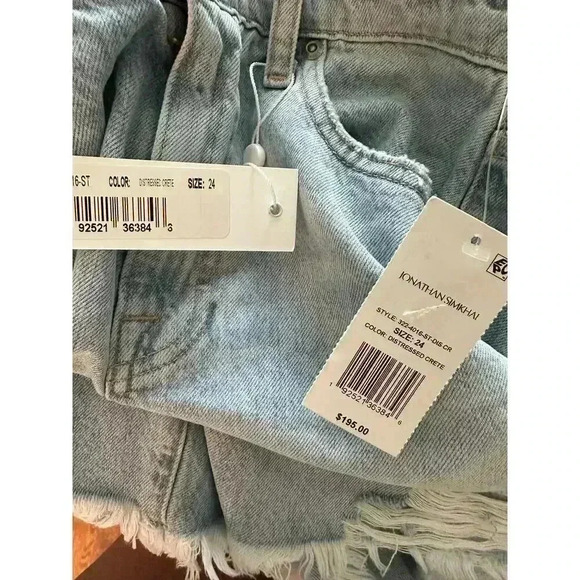 JONATHAN SIMKHAI STANDARD Luca Denim Shorts Distressed Crete Size 24 NEW NWT! - Picture 9 of 10
